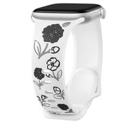 Floral Engraved Strap for Apple Watch Straps 44mm 45mm 49mm 46mm 42mm Women, Cute Flower Engraved Soft Silicone Sport Bands for iWatch Series 11 10 9 8 7 6 5 4 3 SE Ultra 3 2 1