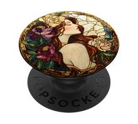 Floral Ethereal Woman Portrait PopSockets Adhesive PopGrip
