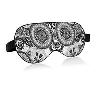 Floral Ethnic Abstract Seamless Flowers Black White Eye Masks Cover Blocks Light Sleep Mask Shade Cover Blindfold Relaxing Eyeshade Cover with Adjustable Head Strap for Men Women Kids