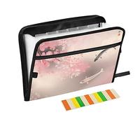 Floral Expanding File Folder Document Bag Files Organisers A4 for Classroom, Home, Office and Travel Koi Carps Spring Sakura Blooming
