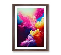 Floral Explosion Framed Wall Art Print A2 Walnut
