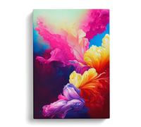 Floral Explosion No.1 Purple, Pink, Grey Canvas Print for Living Room Bedroom Home Office Décor, Wall Art Picture Ready to Hang, 30x20 Inch (76x50 cm)