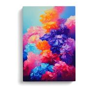 Floral Explosion No.2 Purple, Pink, Blue Canvas Print for Living Room Bedroom Home Office Décor, Wall Art Picture Ready to Hang, 30x20 Inch (76x50 cm)
