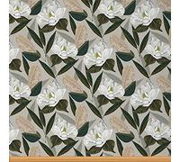 Floral Fabric by The Yard,Flower Botanical Branches Upholstery Fabric for Chairs,Tropical Leaves Fabric for Upholstery and DIY Projects,3 Yards,(L276*W150cm) White Beige