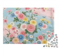 Floral Fabric Pattern 1000pc Art Calico Cat Thick Cardboard Puzzle for Stress Relief Seekers Christmas Gathering Home Decor Collectible Item holiday pastime 38x26cm/1000pcs
