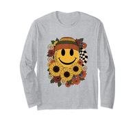Floral Fall Smile Face Thanksgiving Boho Long Sleeve T-Shirt