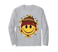 Floral Fall Smile Face Thanksgiving Boho Long Sleeve T-Shirt