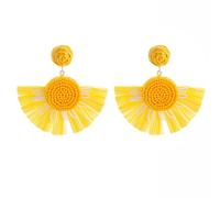 Floral Fan-Shaped Dangle Earrings, Beaded Textured Statement Earrings with Fringe Detail, Lightweight Drop Earrings for Parties, Vacations and Everyday Outfits