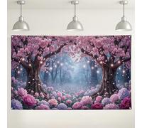Floral Fantasy Backdrop, Elegant Peach Blossom Tree Design, Romantic Party Decorations, Spring Outdoor/Indoor Photography Background for Events 71x43 Inch