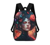 Floral Fantasy Portrait Backpack, 3D Printed School Bag, School Lunch Bag, Travel Backpack, Friends Backpack, School Backpack for Girls And Boys 17inch