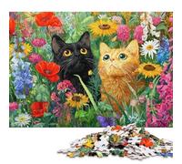 Floral Fantasy with Cats -1 Jigsaw Puzzles 500 Piece for Teenagers Wooden Creative Puzzle Toy Family Game Difficulty Challenge Puzzles 500pcs (52x38cm)