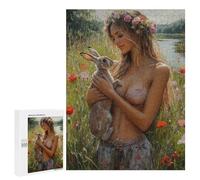 Floral Fantasy with Rabbit Puzzle 1000 Teile Schwer Puzzle Spielzeug Lernspiel Impossible Herausforderungsspielzeug Für Erwachsene Kinder 500 PCS