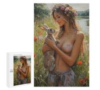 Floral Fantasy with Rabbit Puzzle 1000 Teile Schwer Puzzle Spielzeug Lernspiel Impossible Herausforderungsspielzeug Für Erwachsene Kinder 1000 PCS