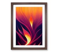 Floral Flame Art Framed Wall Art Print, Ready to Hang Picture for Living Room Bedroom Home Office, Walnut A2 (48 x 66 cm)