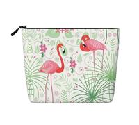 Floral Flamingo Botany Patterned Women's Cosmetic Bag, Single Layer Toiletry Bag, Suitable for Daily Storage, Travel, and Business Trips.