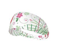 Floral Flamingo Botany Print Headband, Elastic Sports Hairband, Moisture Wicking Headband, Women's Running Headband