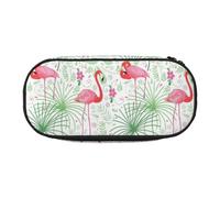 Floral Flamingo Botany print Pencil case, makeup bag, sturdy storage bag, fit for office or travel essential accessories, Black, One Size, Portability, Black, One Size, Portability