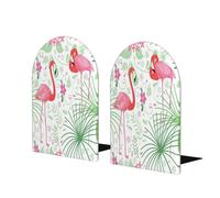 Floral Flamingo Botany Print Wooden Bookends,Sturdy And Stylish Book Organizer,Good Presents For Book Lovers