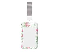 Floral Flamingo Botany Printed Card Badge Holder with Neck Strap, Vertical Cards Holder Anti-Scratch and Easy-Scan, for Office, School
