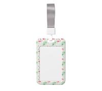 Floral Flamingo Botany Printed Id Card Badge Holder with Neck Strap Waterproof Name Card Holder Plastic Vertical Sleeve Pocket