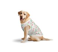 Floral Flamingo Botany Soft Cotton T-Shirt Vest For Large Dogs, Print Pet Clothes Breathable Pet Pullover Tee Sleeveless Sweatshirt (3xl-5xl)