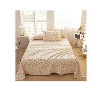 Floral Flat Sheet Only 1 - Piece 100% Cotton Flower Top Sheet Extra Soft Flat Bed Sheets for Single/Twin Queen King Size Bed Adult Children Boys and Girls ( Color : Orange A , Size : 270x230cm-106x90"