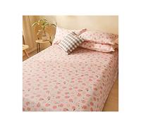 Floral Flat Sheet Only 1 - Piece 100% Cotton Flower Top Sheet Extra Soft Flat Bed Sheets for Single/Twin Queen King Size Bed Adult Children Boys and Girls ( Color : Pink D , Size : 200x230cm+48x74cm x