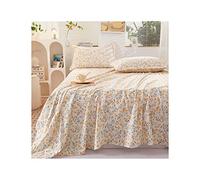 Floral Flat Sheet Only 1 - Piece 100% Cotton Flower Top Sheet Extra Soft Flat Bed Sheets for Single/Twin Queen King Size Bed Adult Children Boys and Girls ( Color : Orange , Size : 200x230cm+48x74cm x