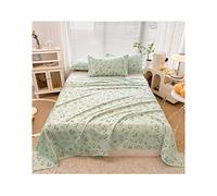 Floral Flat Sheet Only 1 - Piece 100% Cotton Flower Top Sheet Extra Soft Flat Bed Sheets for Single/Twin Queen King Size Bed Adult Children Boys and Girls ( Color : Green A , Size : 120x230cm-47x90" )