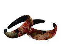 Floral Flower-69 Womens Headbands, Vintage Thick Hair Bands, 2 Packs Velvet Padded Headbands for Girls, Wide Hair Band Hoops