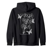 Floral Flower Line art Bellflower Butterflies Wildflower Zip Hoodie