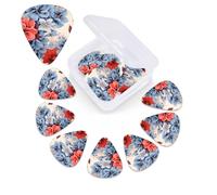 Floral Flower Print Guitar Picks 12 Pack 3 Different Thickness Celluloid Guitar Plectrums with Guitar Pick Storage Box Personalized Guitar Pick for Acoustic Guitar Picks