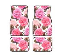 Floral Flower Rose Car Floor Mats Set Of 4,Front Rear Carpets Mats