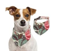 Floral Flower Rose Pink Dog Bandanas,Summer Bandanas for Dogs Washable Adjustable Dog Triangle Scarf Bibs Cute Pet Bibs for Medium Large Dogs Puppy and Cats Small
