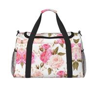 Floral Flower Rose Pink Hand Travel Bag - Large Reusable Shopping Tote Bag, Perfect for Outdoor Activities, Sports, Camping & Groceries, Black, One Size