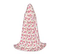 Floral Flower Rose Pink Print Unisex Gothic Hooded Cloak Variety Wizard Carnival Robe Halloween Cosplay Christmas