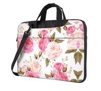 Floral Flower Rose Pink Printed Waterproof Laptop Case Ultra-Thin Portable One-Shoulder Laptop Bag 600d Oxford 13in/14in/15.6in