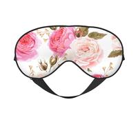 Floral Flower Rose Romance Print Silk Sleep Mask with Adjustable Buckle Stylish Eye Mask for Women Travel Nap Shift Work Office