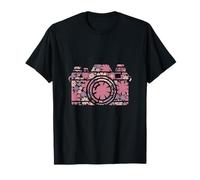 Floral Flower Silhouette Camera Photographer Girl Women T-Shirt