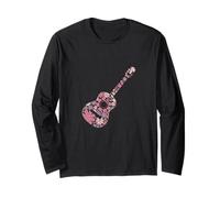 Floral Flower Silhouette Guitar Music Lover Girl Women Long Sleeve T-Shirt