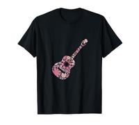 Floral Flower Silhouette Guitar Music Lover Girl Women T-Shirt