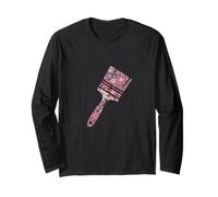 Floral Flower Silhouette Paintbrush Painting Girl Women Long Sleeve T-Shirt