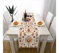 Floral Flower Table Runner Baroque Folk Table Cover, Cotton Linen Dining Decor Vintage Damask Table Mat Indoor Outdoor Party Supply 40x300 cm