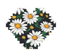 Floral Flowers Daisies Print Art Brick Puzzle Heart Shaped DIY Building Blocks Set 3D Jigsaw Home Decor 53 Pieces