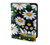 Floral Flowers Daisies print Leather Card Case Travel Accessories Passport Holder Cover Wallet for Women Men, Black, One Size