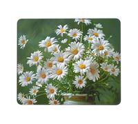 Floral Flowers Daisies Printed Gaming Mouse Pad 10.3x8.3 Inches, Non-Slip Rubber Base Laptop Mousepad Desk Mat with Stitched Edges for Gamer, Office, Home