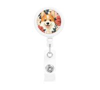 Floral Flowers Retractable Badge Reel Heavy Duty Badge Holder with Belt Clip Retractable Lanyards ID Card Holder with Keychain Name Badge Clips for Office Nurse Employee
