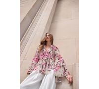 Floral Fluted Sleeve Ruffle Blouse Star By Julien Macdonald Pink 12