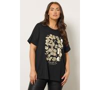 Floral Foil Detail Top Evans Black 22-24