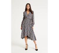 Liquorish Women's Floral Foliage Print Midi Dress in Multicolour Wedding, Black, 14